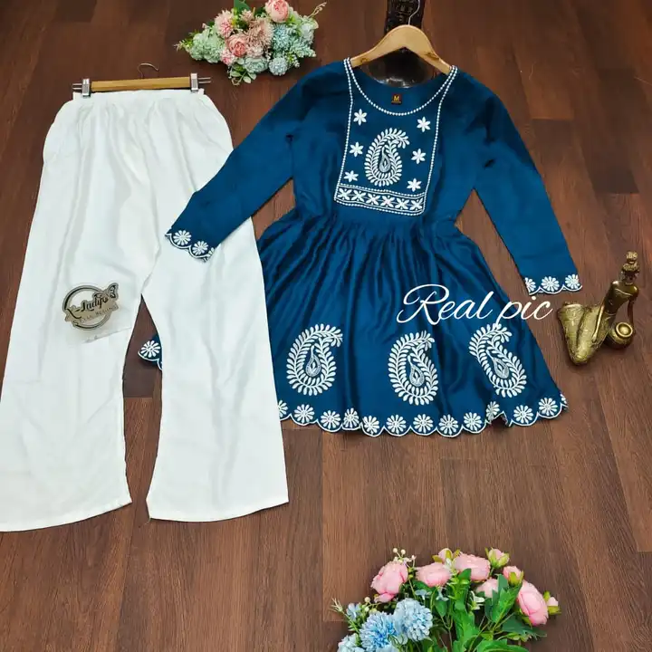 Beautiful Rayon Fabric embroidery work kurta pant uploaded by Kabir Fashion World on 1/29/2024
