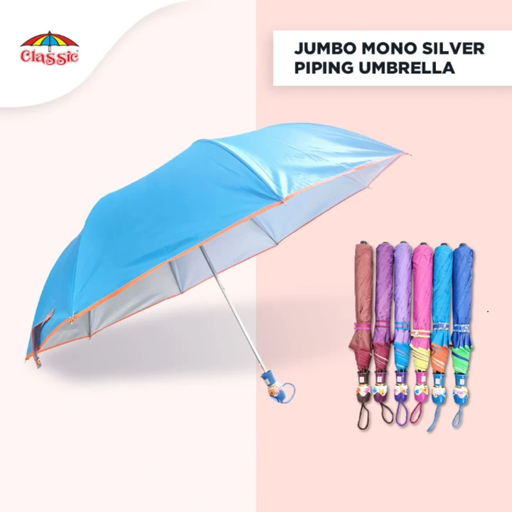 Jumbo Mono Silver Piping Umbrella uploaded by Classic International  on 1/29/2024