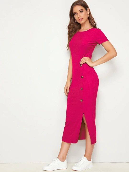 Front button side slit bodycon dress uploaded by business on 1/29/2024