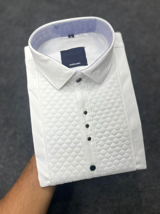 White Best Quality Tuxedo Stylish Shirts   uploaded by Panchmukhi Creations on 1/29/2024