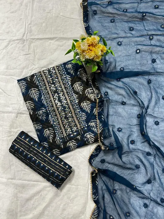 Cotton suits with chiffon dupatta  uploaded by Indiana Creations  on 1/31/2024