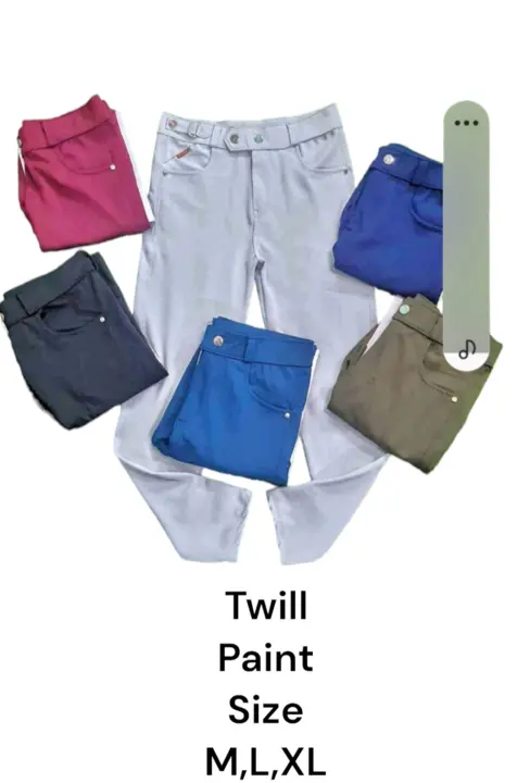 Fabric Twill strachable pant Size M L XL MULTI color contact 9639 791 950  uploaded by Goldenway Enterprises  on 2/1/2024