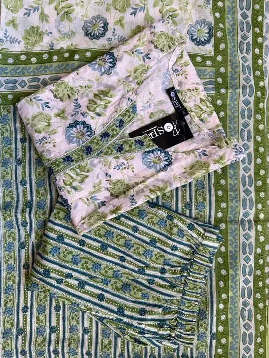 Cotton Printed kurta set with dupatta  uploaded by business on 2/2/2024