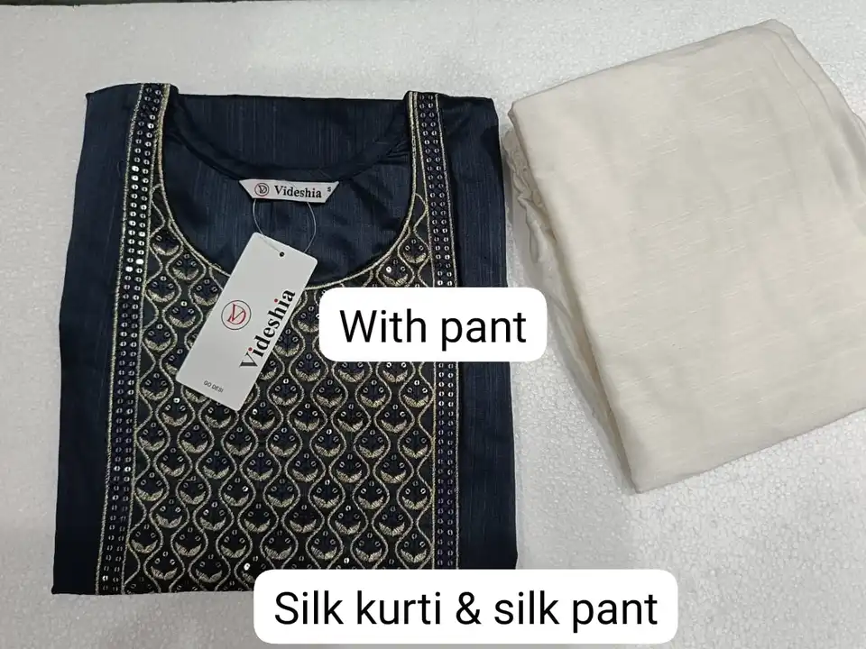 Slil kurtie with silk pant set uploaded by Kurtis Manufacturer on 2/2/2024