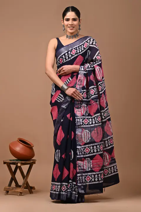 Linen saree  uploaded by The print house  on 2/2/2024