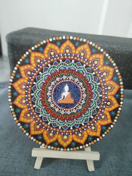 Mdf orange mandala with stand uploaded by business on 3/25/2021