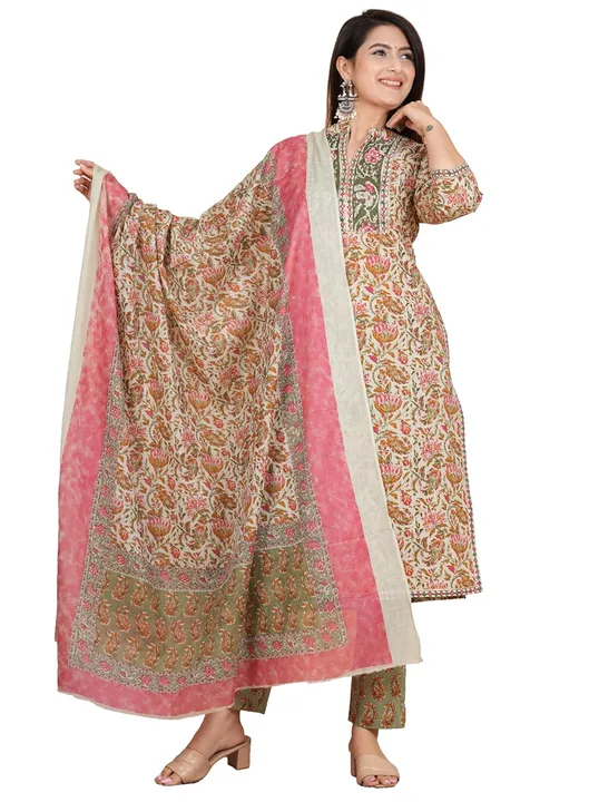 Post image https://amzn.to/3HMFvlJ
Green Straight Floral Cotton Kurta Set With Dupatta for Women Ethnic Wear | Girls Ethnic Kurti Set | Kurti With Trouser/Pant