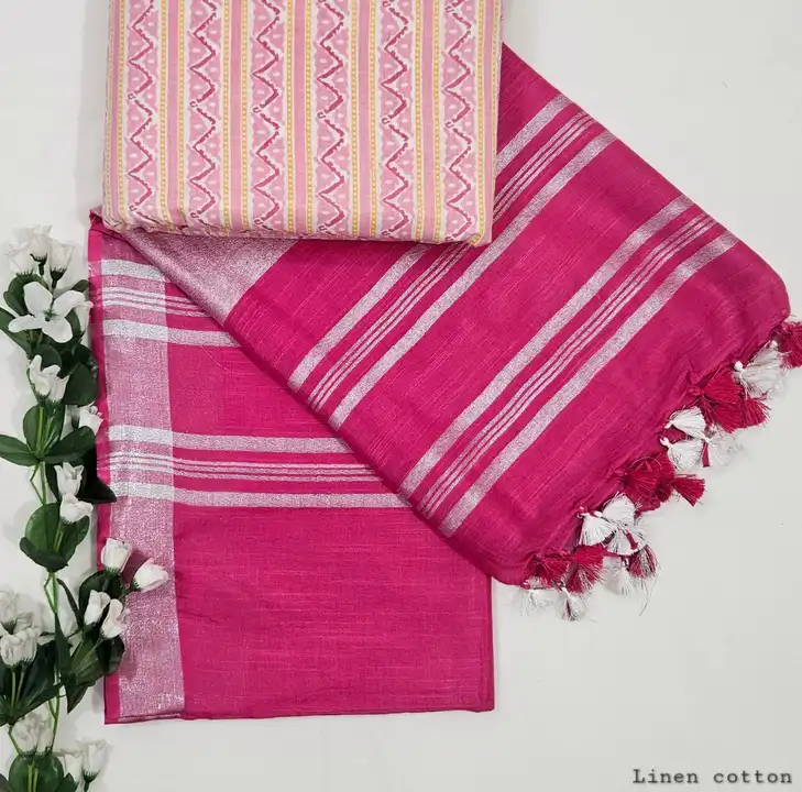 Cotton Linen saree  uploaded by business on 2/5/2024