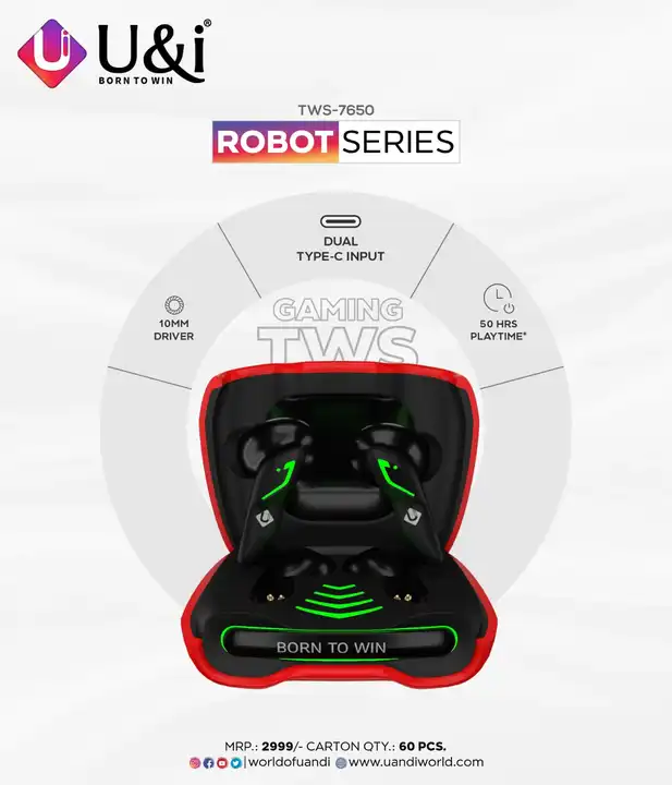 U&i TWS-7650 ROBOT SERIES GAMING TWS uploaded by Kirti Nx Mobile Shop on 2/5/2024