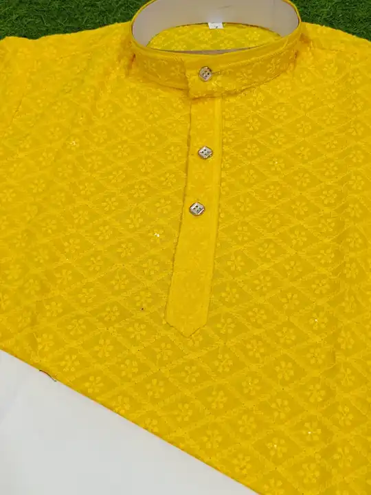 *Kid's Weeding Kurta Pajama*

*Fabric* : Reyon Chicken curry Sequence ( Royal Cotton Fabric Pajama ) uploaded by  Biggest shirt manufacture T square🥼  on 2/5/2024