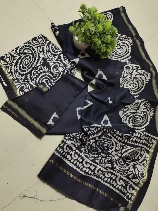 Handblock fancy batik print chanderi dress👗 material uploaded by Virasat handloom chanderi on 2/6/2024