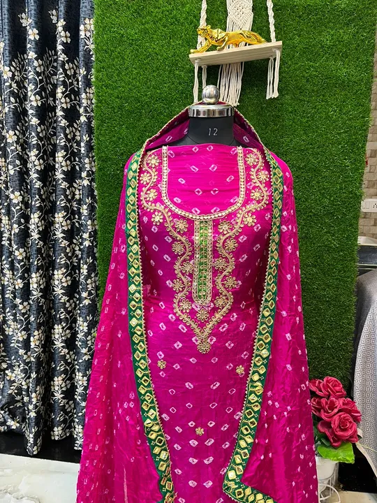 9983344462.  🥰🥰😍🥰 *New Launched*😍🥰😍

*Bandhej silk suits with hand goota Patti work with gott uploaded by Gotapatti manufacturer on 2/6/2024