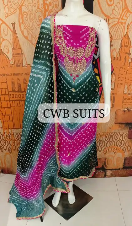 9983344462.  🥰🥰😍🥰 *New Launched*😍🥰😍

*Bandhej silk suits with hand goota Patti work with gott uploaded by business on 2/6/2024