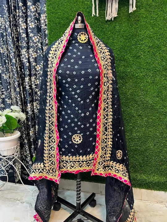 9983344462    🥰🥰😍🥰 *New Launched heavy suits pcs*😍🥰😍

*Bandhej silk suits with heavy arri zad uploaded by Gotapatti manufacturer on 2/6/2024