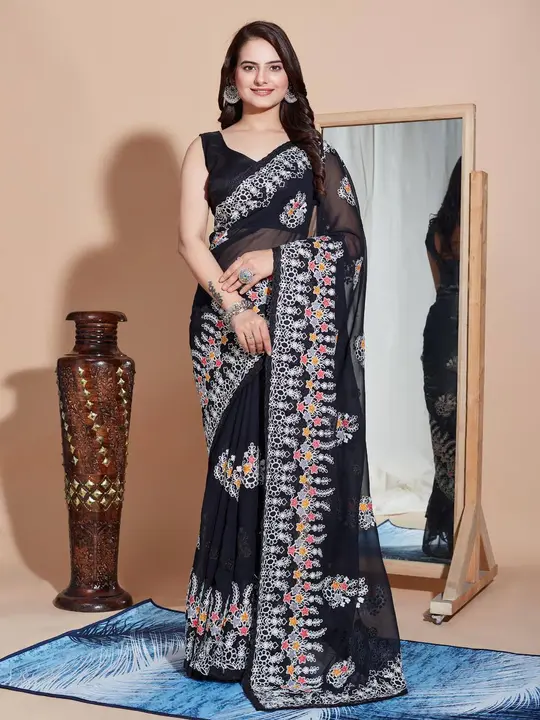 Georgette saree  uploaded by SAURYA LIFE STYLE on 2/6/2024