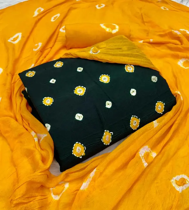 PURE REYON BANDHEJ DRESS MATERIAL With HANDWORK uploaded by Shiva Enterprise on 2/7/2024