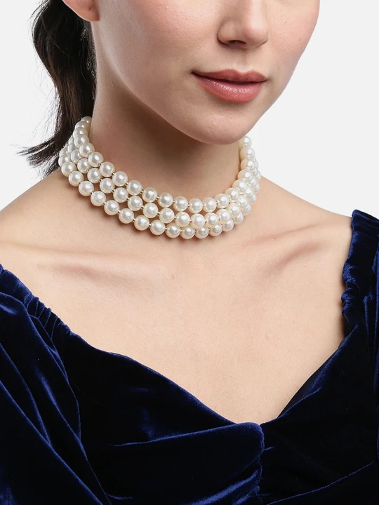 3 Layer White Pearl Necklace For Girls  uploaded by business on 2/8/2024