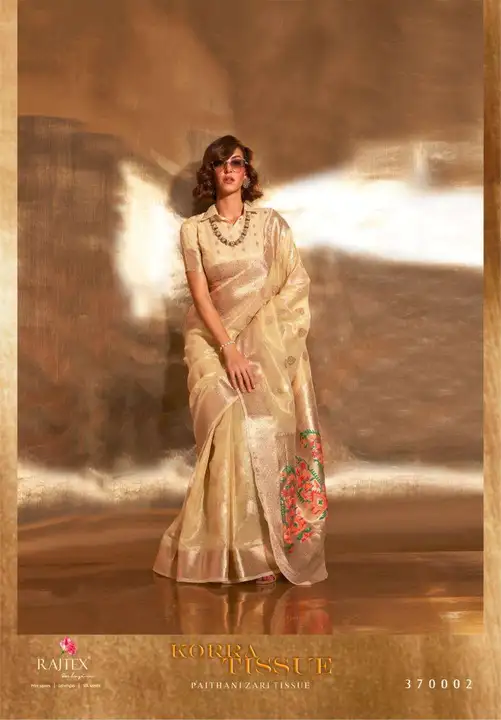 Post image Rajtex Korra

saree - Pathani Zari Tissue Handwoven
blouse - Heavy Blouse
design 6

single also available

*check original open image on link*
https://ethnicexport.com/portfolio/rajtex-korra-tissue-with-fancy-paithani-silk-party-wear-saree-collection-at-best-rate