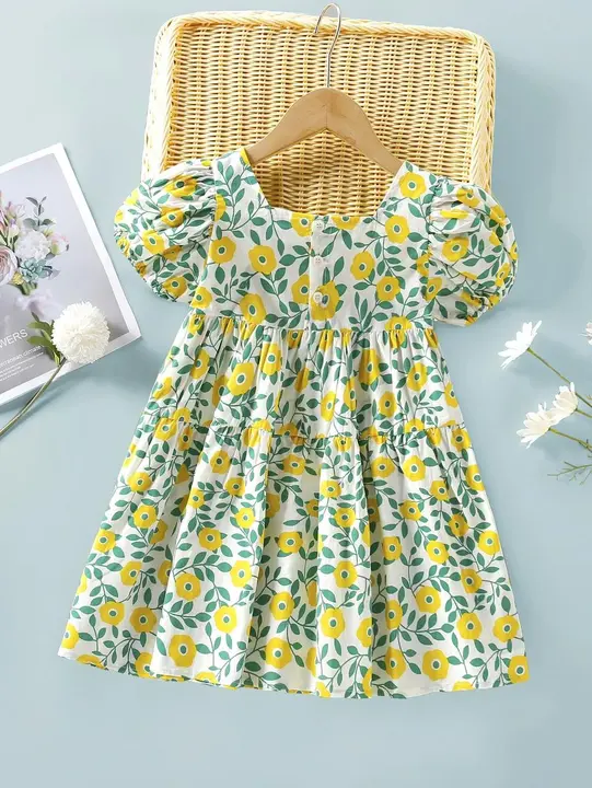 Floral print baby girls frock  uploaded by Glam kiddoo on 2/8/2024