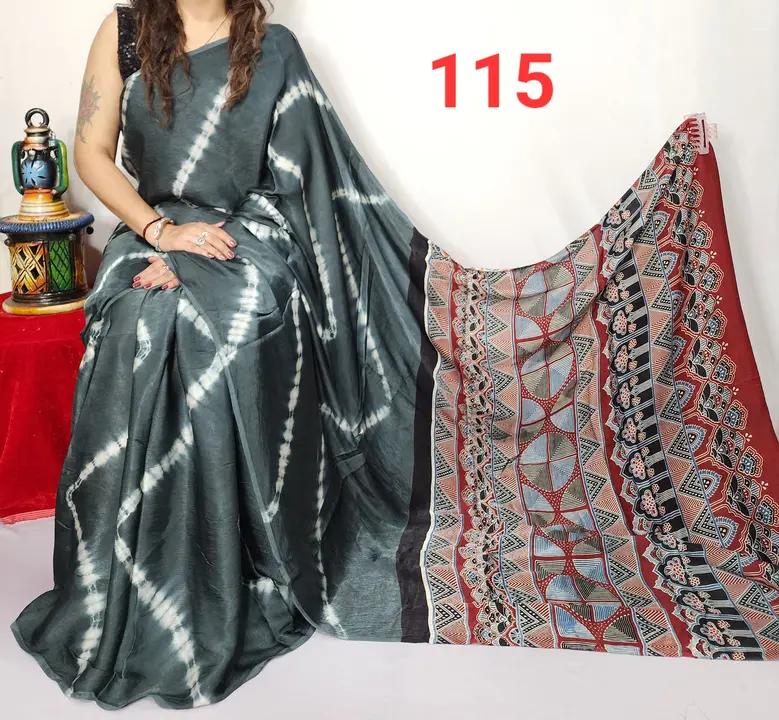 Handblock fancy sibori print modal silk saree uploaded by business on 2/8/2024
