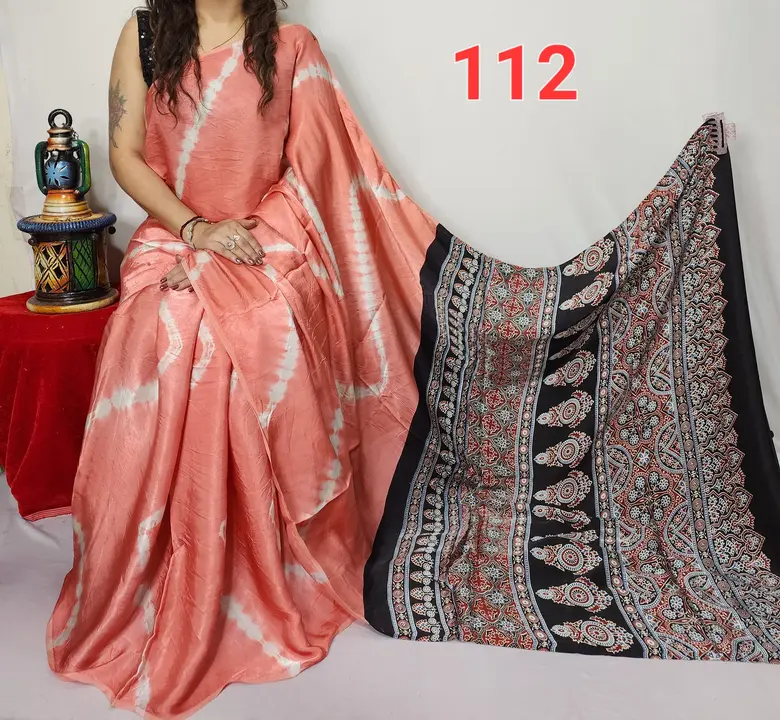 Handblock fancy sibori print modal silk saree uploaded by Virasat handloom chanderi on 2/8/2024