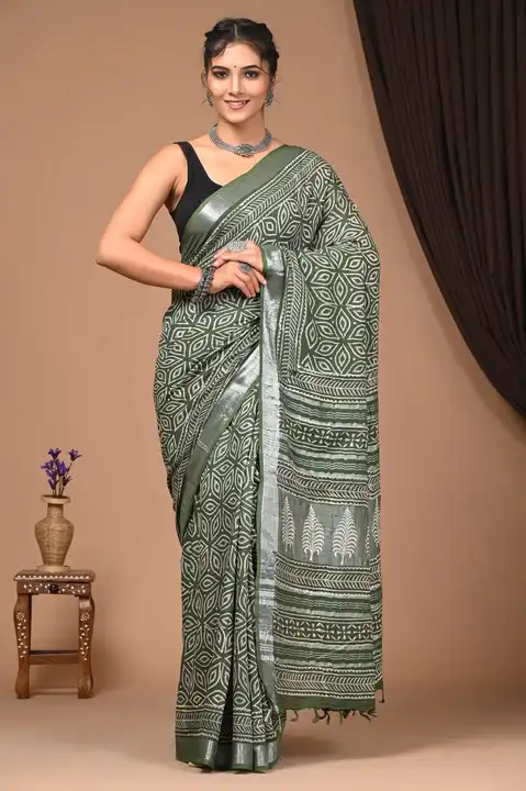 Linen saree  uploaded by business on 2/9/2024