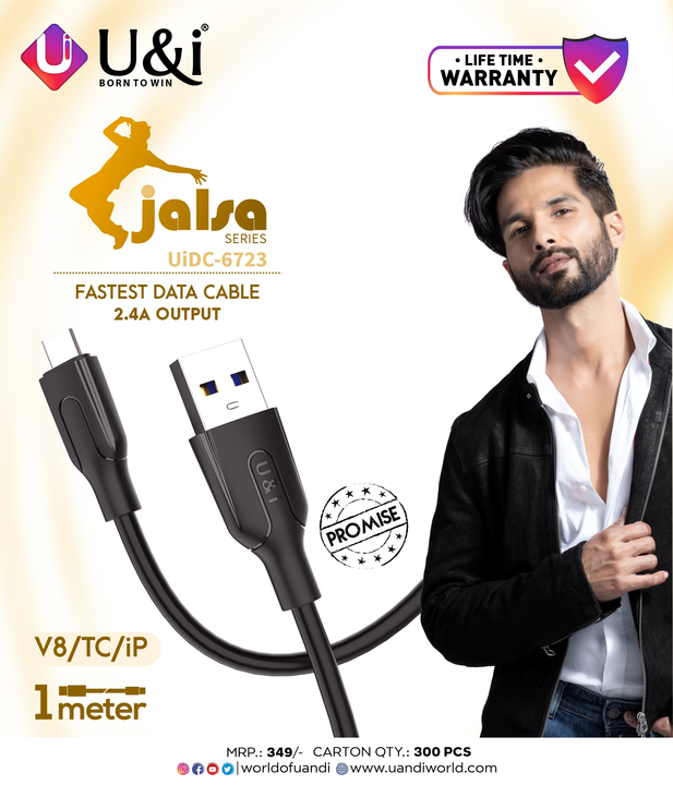 U&i UiDC-6723 Jalsa Series - Fastest 2.4A V8 Data Cable uploaded by Kirti Nx Mobile Shop on 2/9/2024