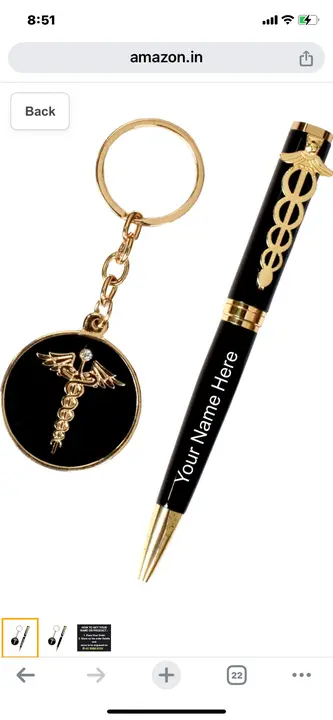 Doctor Personalized Matt Black And Golden Ball Pen & Keychain With Your Name Engraved For Doctor, Fr uploaded by business on 2/9/2024