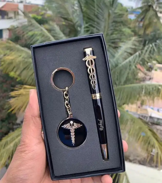 Doctor Personalized Matt Black And Golden Ball Pen & Keychain With Your Name Engraved For Doctor, Fr uploaded by business on 2/9/2024