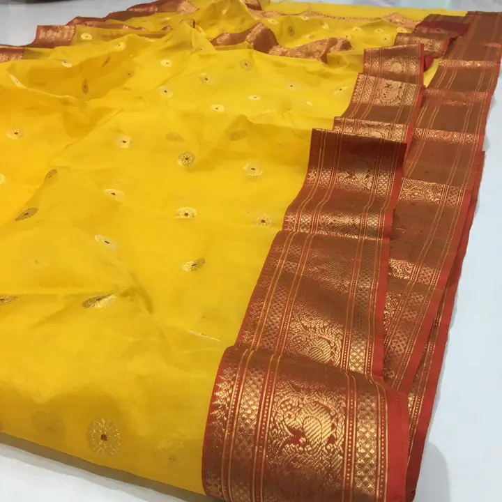 Handloom traditional Chanderi katan silk Nakshi border saree with blouse  uploaded by Thocoss on 2/10/2024