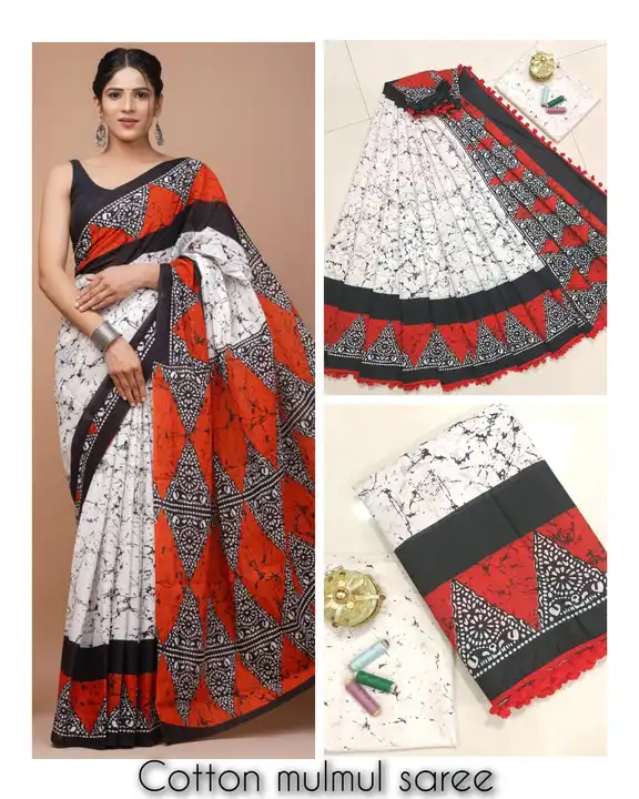 Bagru Block Print Cotton mulmul sarees with blouse  uploaded by SHREE GOVIND COLLECTION on 2/10/2024