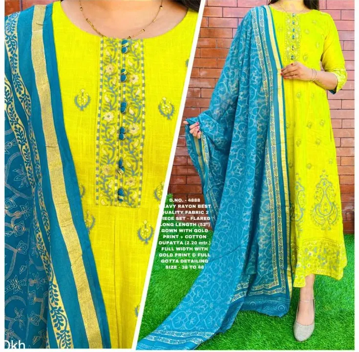 Rayon long gown with dupatta  uploaded by Sonu fab Jaipur on 2/10/2024