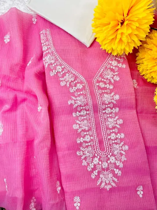 Kota doria embroidery work suit  uploaded by Ansari Handloom on 2/12/2024
