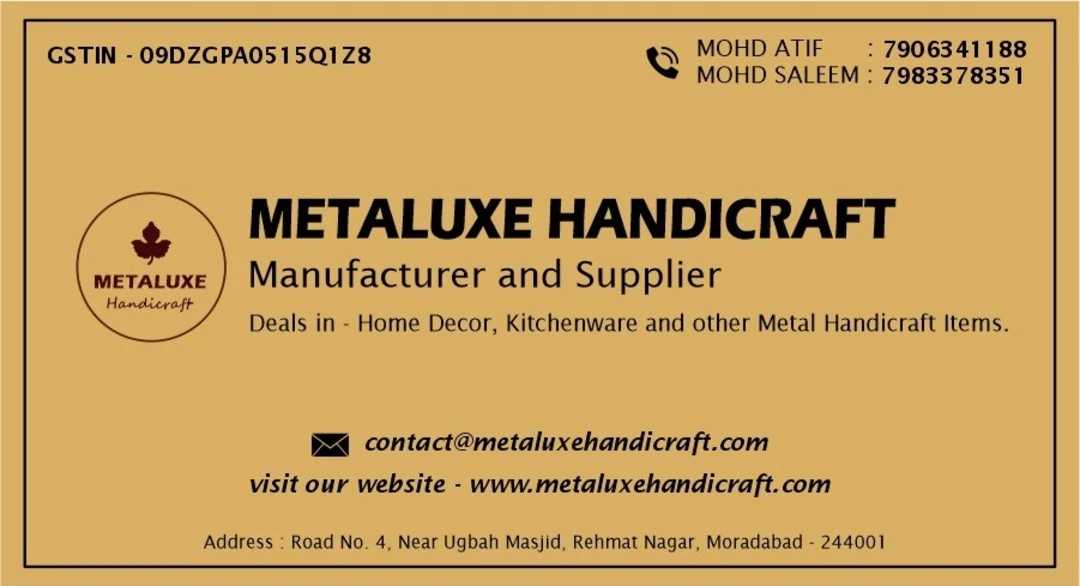 Visiting card store images of Metaluxe Handicraft