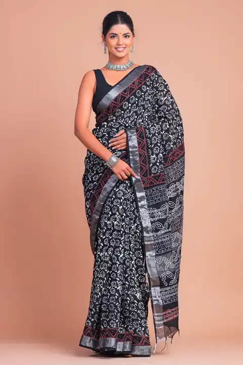 Linen saree  uploaded by Mohit hand Prints on 2/12/2024