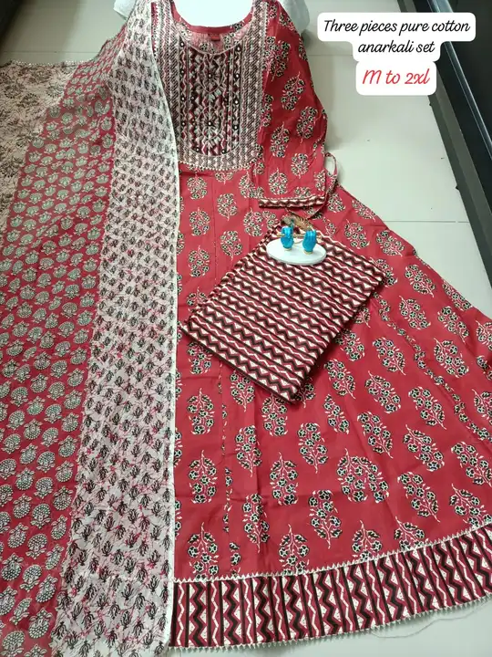 Premium Pure Cotton Anarkali Three Piece Suit uploaded by Vihu fashion on 2/13/2024