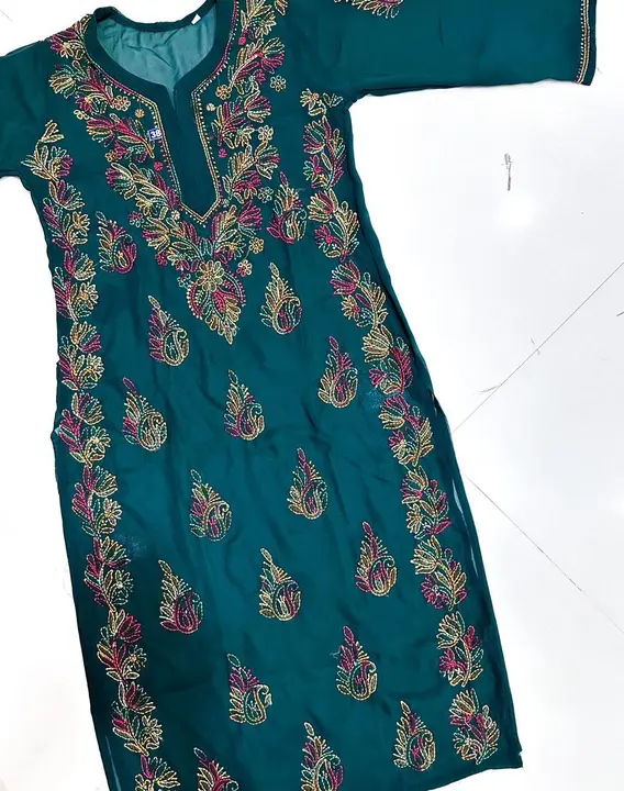 Lucknowi Chikankari Georgette kurti with inner ( Only Bulk ) uploaded by Lucknow chickan Fashion on 2/13/2024