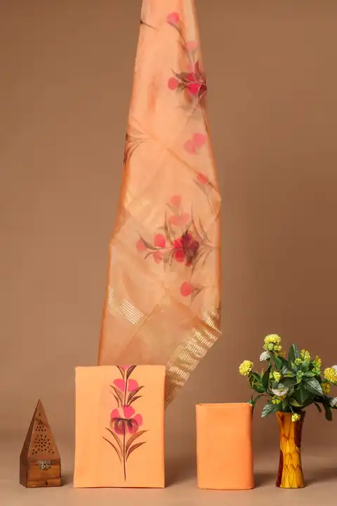 Organza dress material bagru hand block printed uploaded by Print Factory Bagru on 2/13/2024