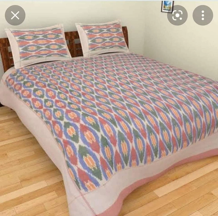 Pochampalle Ikath Double Cot Bedsheet with Pillow covers uploaded by Pochampalle Ikkath silk & cotton Handloom on 2/14/2024