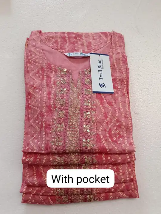 Post image *!! With pocket!!*

*!! New arrival casual collection!!*

Twill blue/ Lark branded *liva* premium rayon casual wear long kurti having pocket  and nice embroidery work.
Size: 38, 40,42,44 and 46

Height: 41 inch
Company price: Rs 1299
Our Price: *Rs 199*
For more information contact us at 9939285971