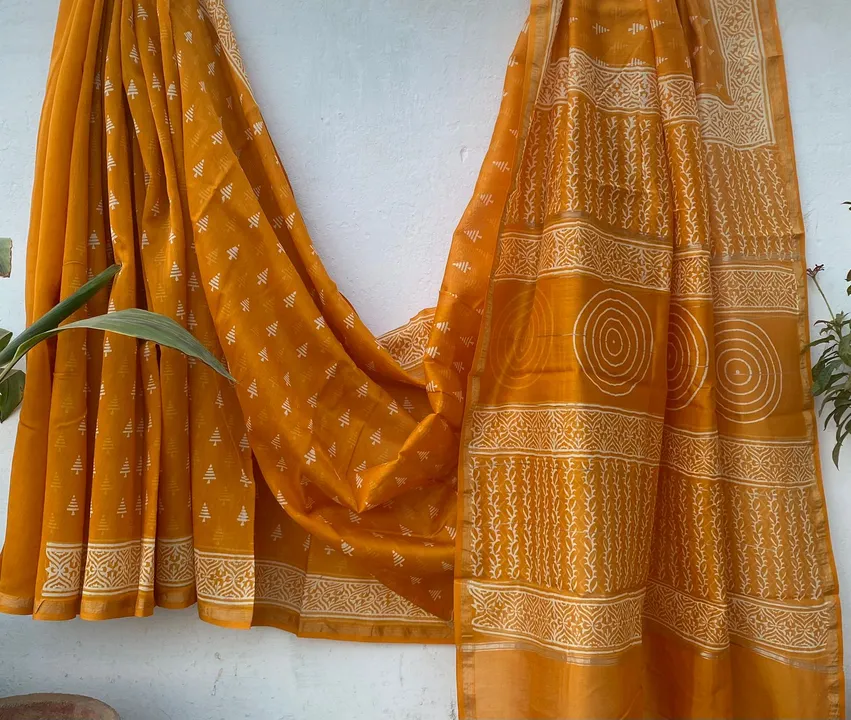 chanderi hand primts saree uploaded by Yash Handicrafts on 2/14/2024