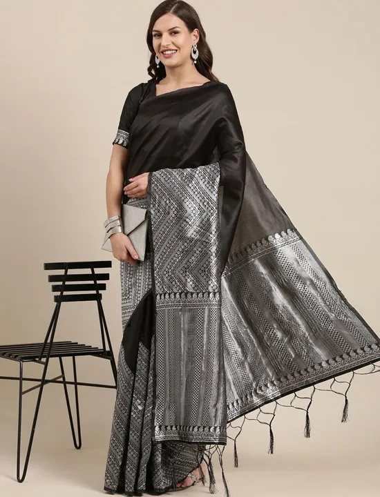 Rich pallu with woven in blender silk saree uploaded by business on 2/14/2024