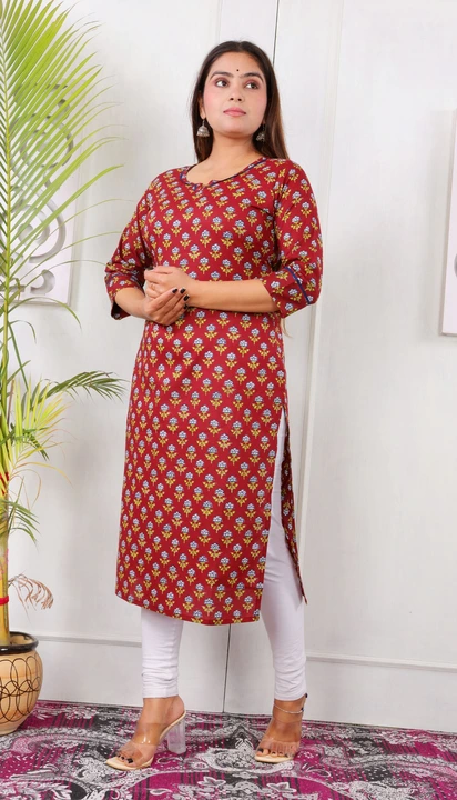 Fabric pure cambric cotton 60x60 
Printed kurti
Length 44
Size 38/ 40 /42 /44 /46 
 uploaded by Siddhi enterprises on 2/14/2024