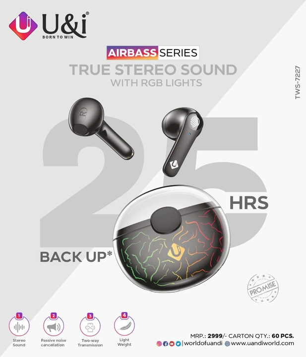 U&i TWS-7227 Airbass Series with RGB Lights uploaded by Kirti Nx Mobile Shop on 2/14/2024