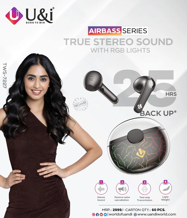 U&i TWS-7227 Airbass Series with RGB Lights uploaded by Kirti Nx Mobile Shop on 2/14/2024