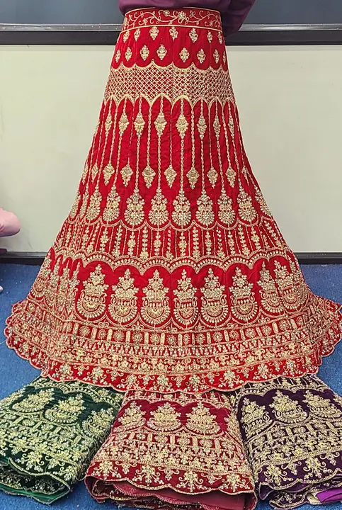 9000 velvet fabric cutwork lehga  uploaded by Srija collection on 2/15/2024