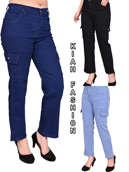 Regular Trendy Stylish Denim Cargo Jeans For Girls & Women, High Rise at Rs  399/piece in Surat