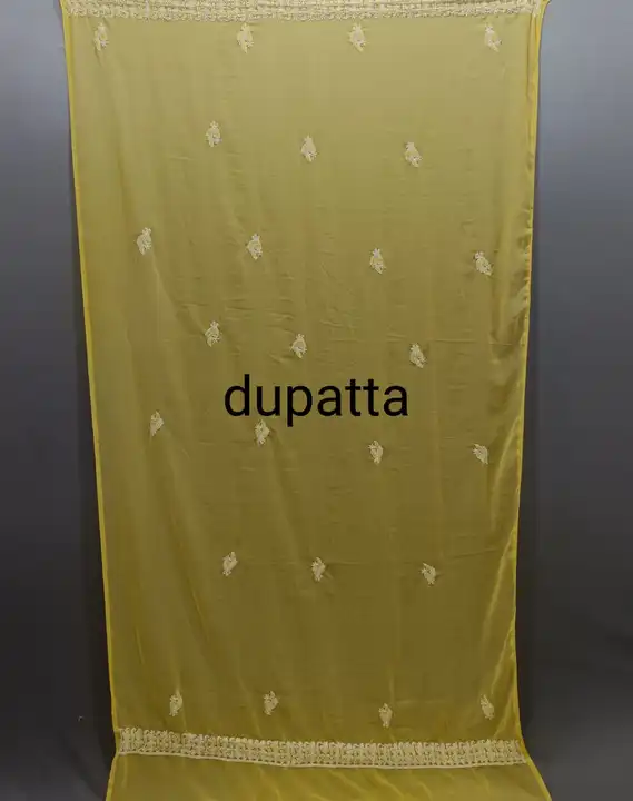 Full three piec suit material Fabric- georgette Length-7.5 meter 
Kurti +dupatta +bottom With parsi. uploaded by Msk chikan udyog on 2/17/2024