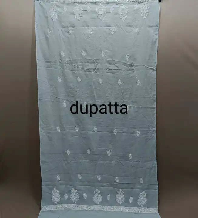 Full three piec suit material 
Fabric- cotton 
Length- 7.5 meter 
Front jaal work 
Kurti +dupatta... uploaded by Msk chikan udyog on 2/17/2024