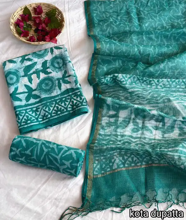Cotton suits with kota doriya dupatta  uploaded by Indiana Creations  on 2/17/2024